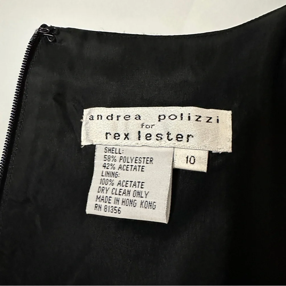 LBD Black Cocktail Dress by Andrea Polizzi for Rex Lester 10 Rhinestones - Picture 5 of 11